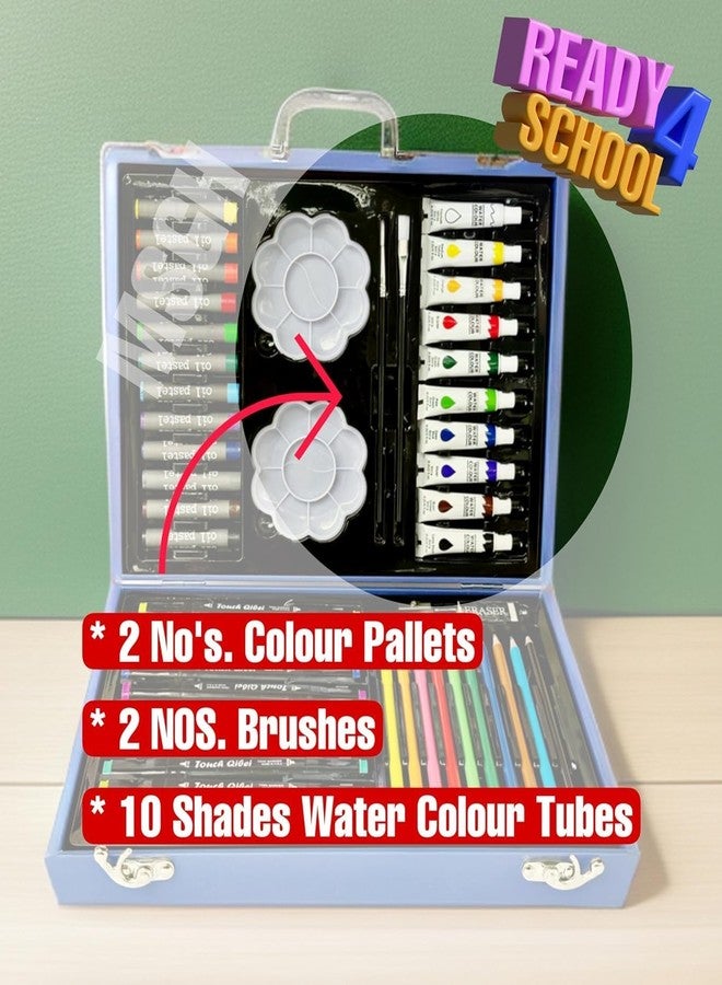 DTR Creation Space 53 pcs Colour Set - Color Box, Multiple Coloring Kit, Professional Drawing Color Pencils, Oil Pastel, Sketches, Water Colors and Acrylic Paint Brush (Space Blue) - Image 4